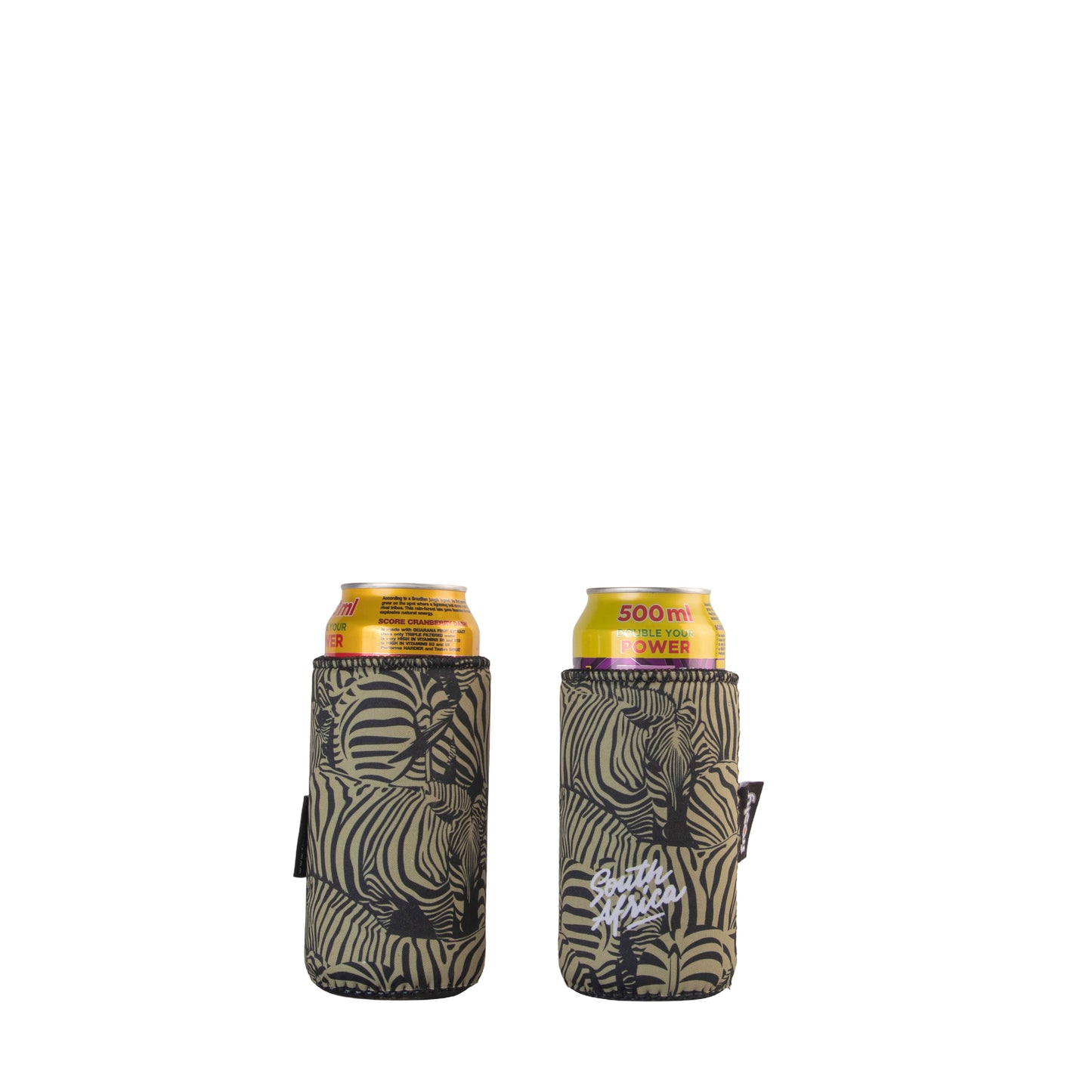 Frosty Zebra Print Neoprene 440ml Can Cooler Sleeve.