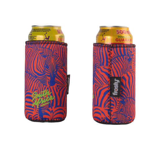 Frosty Zebra Print Neoprene 440ml Can Cooler Sleeve.