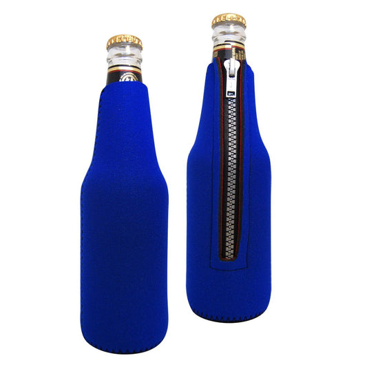 Plain Royal Blue Beer Bottle Sleeve with Zip